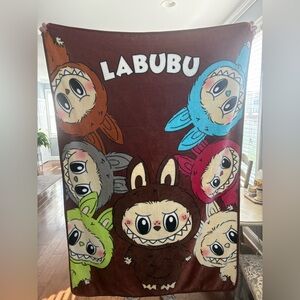 LABUBU Character Blanket - Brown, Blue, Green